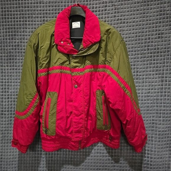 VTG Bogner Winter Ski Jacket Sz44 Oversized 4XL Insulated Puffer Red Green *READ - Picture 1 of 12